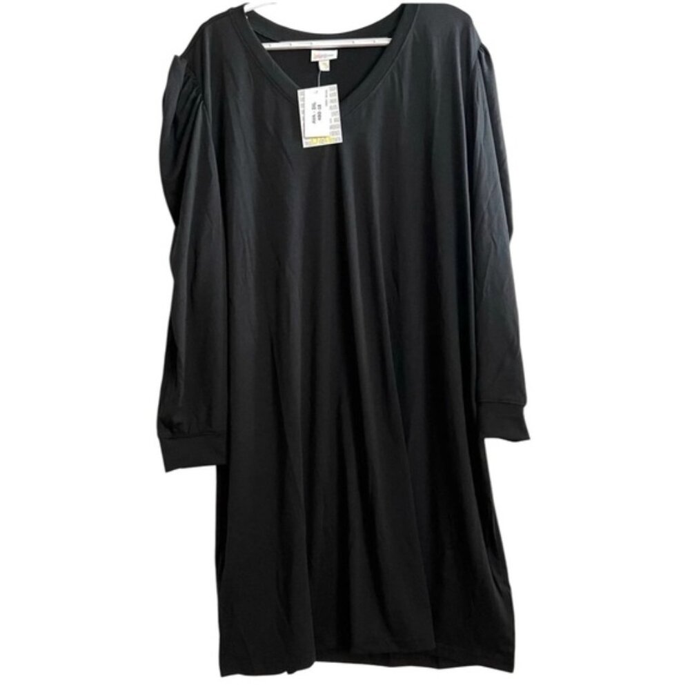 Lularoe NWT AVA Women Size 3XL Black V-neck Long Sleeve Dress